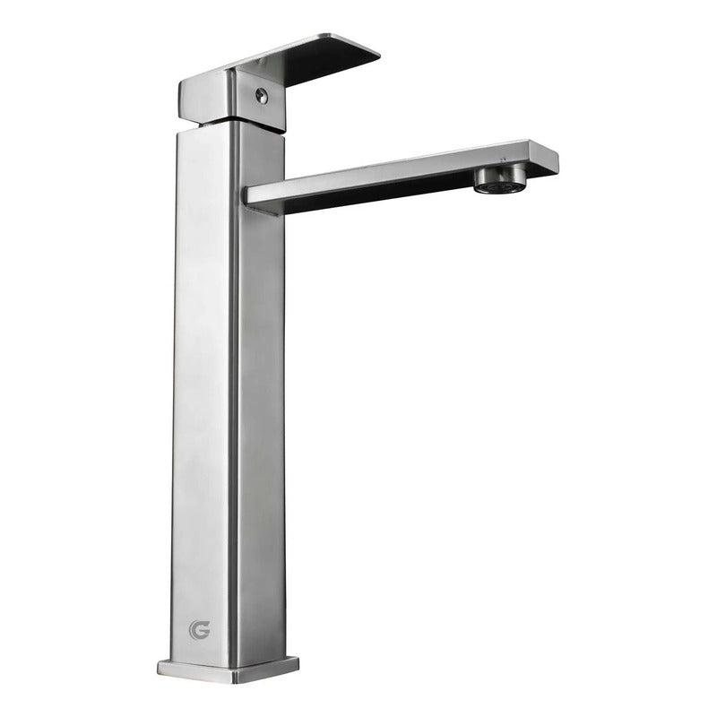 Grifería Alta Lavamanos Satinada En Acero