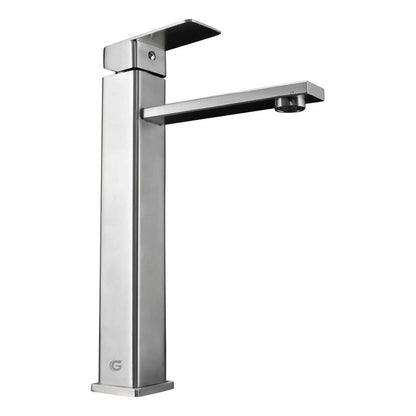 Grifería Alta Lavamanos Satinada En Acero