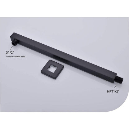 Tubo De Ducha Cuadrado Negro