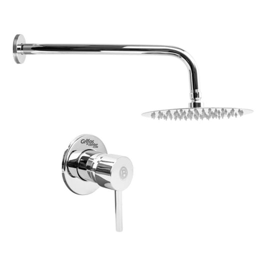 Set Mezclador, Registro Latón, Regadera Redonda,tubo De 35cm