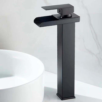 Grifería Monocontrol De Lavamanos Alta Cascada Negro