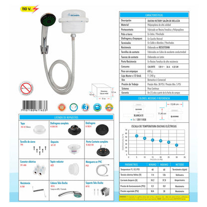 Ducha Eléctrica Salón De Belleza Automática Negra