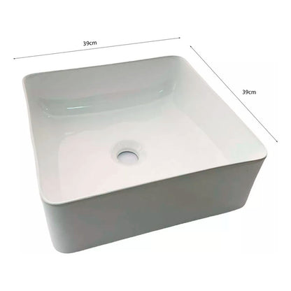 Kit Lavamanos Cuadrado+griferia Agua Fria Cromada+push