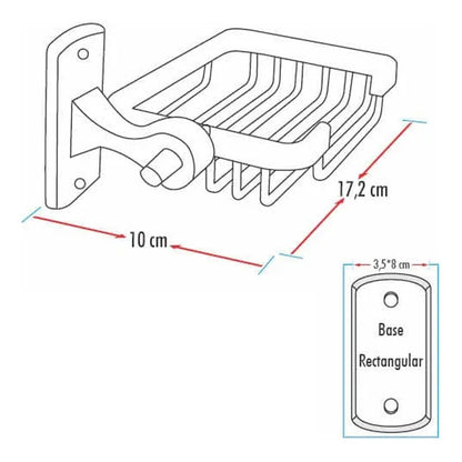 Jabonera Rectangular Negra Semimate.