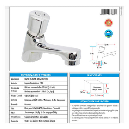 Llave Tipo Push Baja