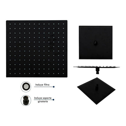 Ducha Cuadrada Negra En Acero 304-12 PuLG