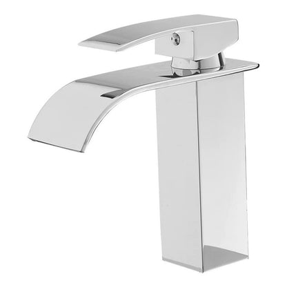 Grifería Lavamanos Monocontrol Bajo Tipo Cascada Pico Curvo