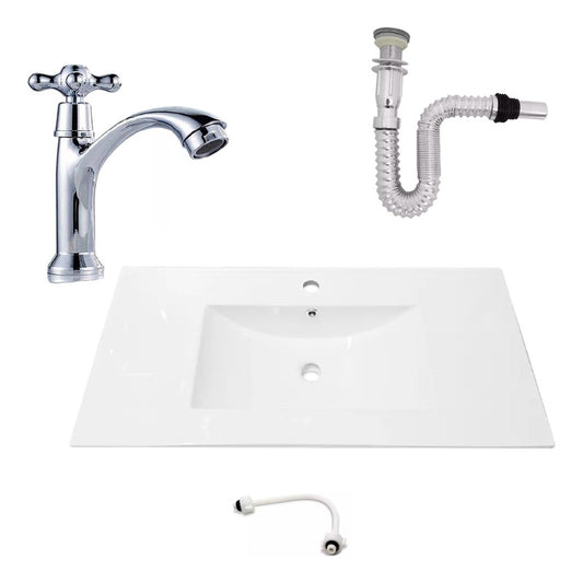 Kit Placa Lavamanos 91*46.5cm+griferia Agua Fria+push Flex.5