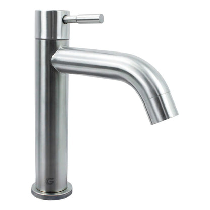 Grifería Agua Fría Baja Acero Inoxidable Curva