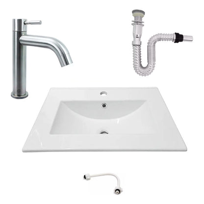 Kit Placa Lavamanos 61*46.5cm+griferia Agua Fria+push Flex.7