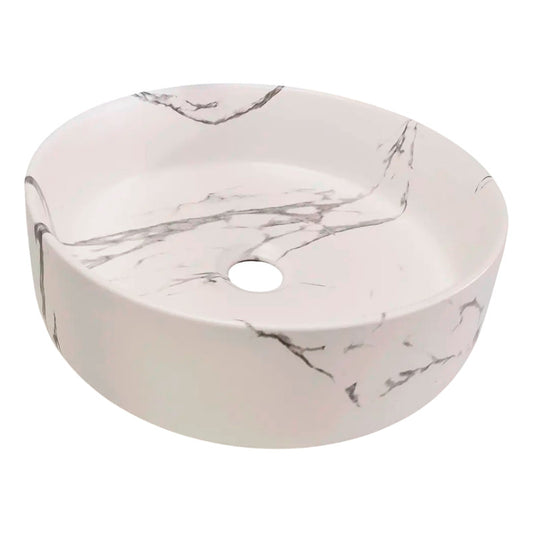 Lavamanos De Sobreponer Redondo Blanco Carrara Mate 36*36*12