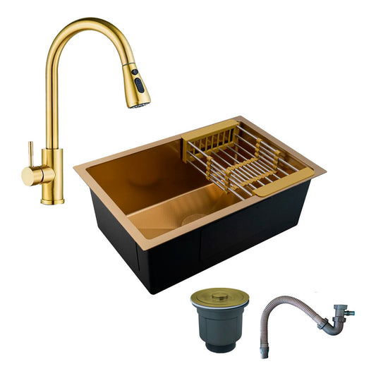Combo Lavaplatos 60*45cm+griferia Lvp Oro Extraible Cepillad