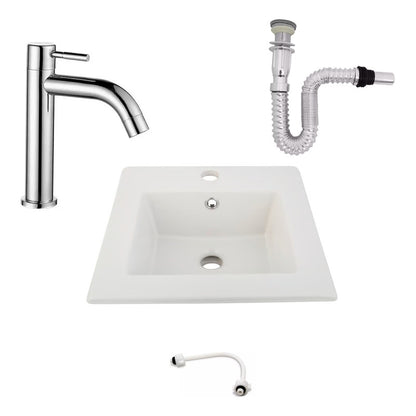 Kit Placa Lavamanos 41cm+griferia Agua Fria+push Flexible 13