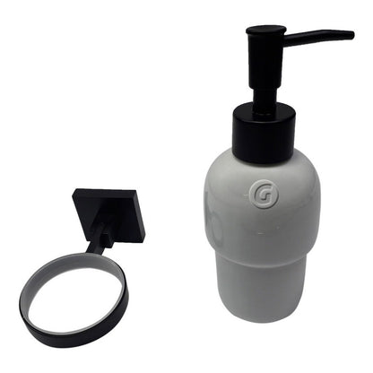 Soporte + Dispensador De Jabon Negra