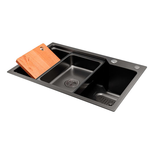 Lavaplatos Acero  Negro Sistema De Riel 68x45cm+accesorios