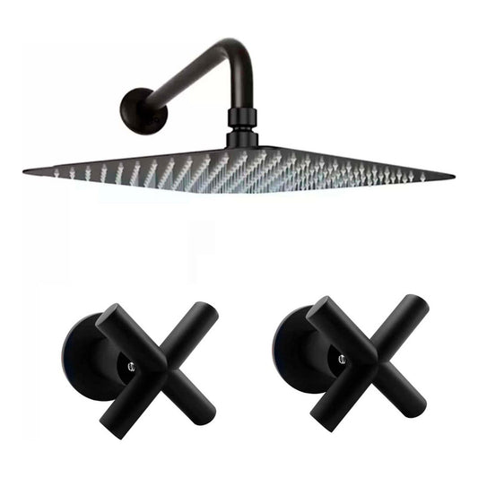 Kit Ducha 15cm +tubo + Mezclador Ducha + Manijas Cruz Negro