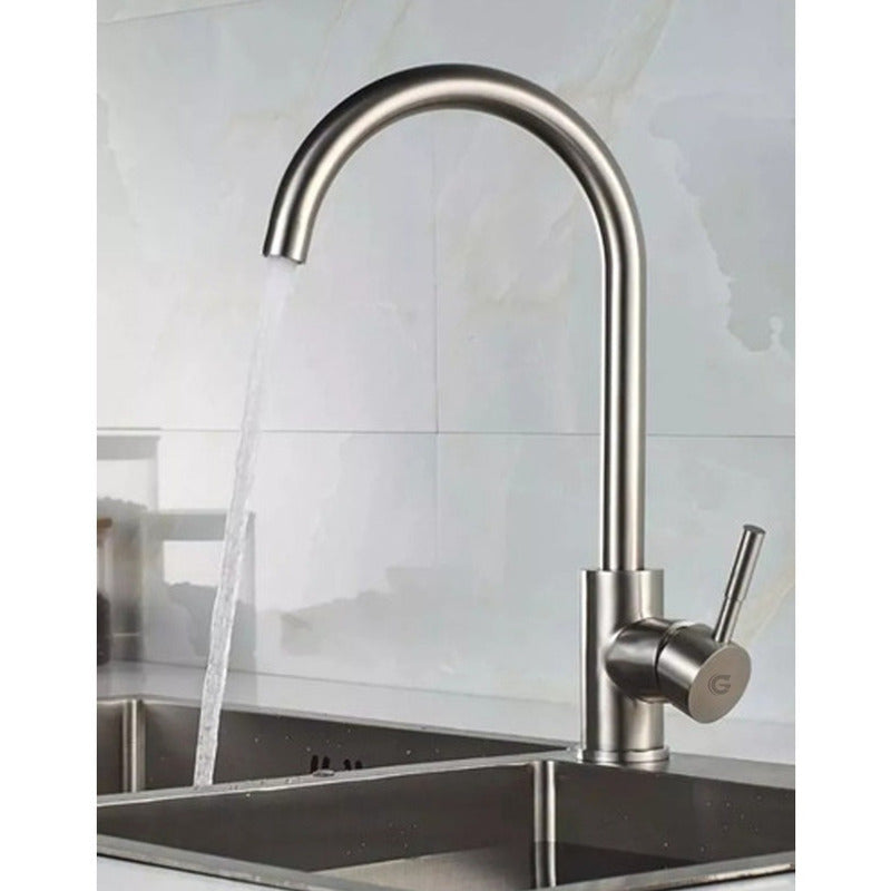 Griferia Lavaplatos Monocontrol Vertical Acero Inox.