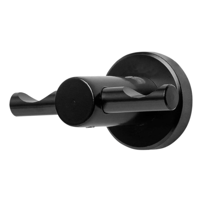 Perchero Para Baño En Aluminio Negro Base Redonda