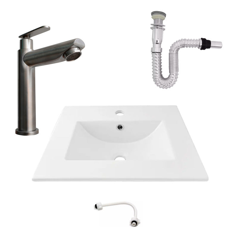 Kit Placa Lavamanos 51*46.5cm+griferia Agua Fr+push Flex. 10
