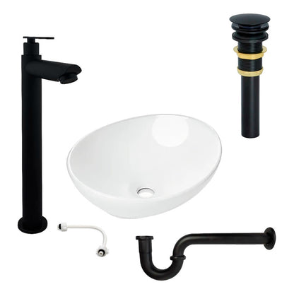 Combo Lavamanos Canoa + Grif.fria Negra + Push Y Sifon Cy