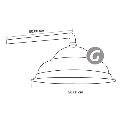 Ducha Circular En Cobre Con Tubo A Pared En Cobre 26 Cm
