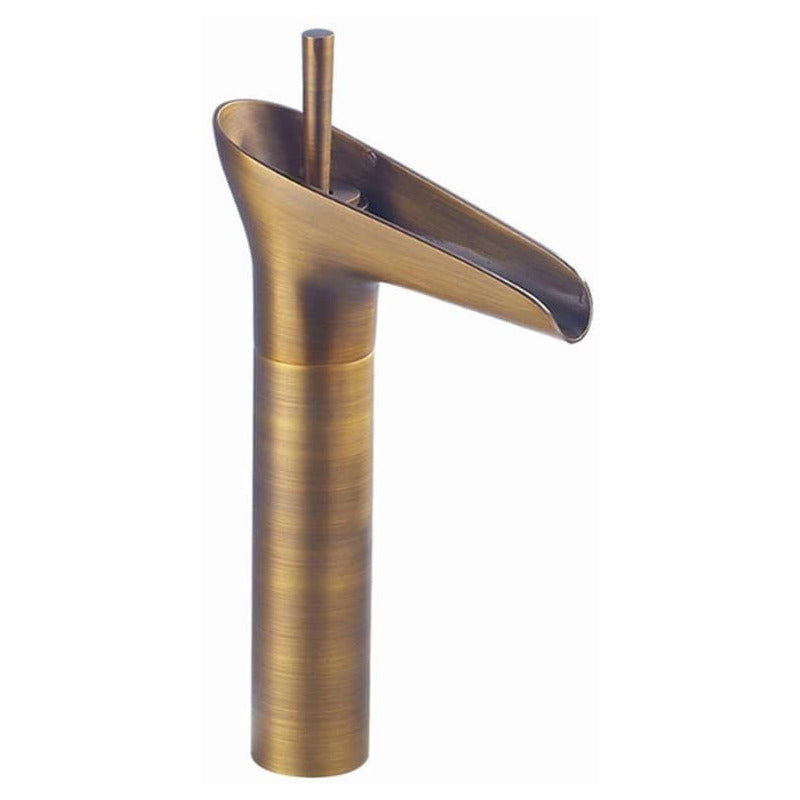 Griferia Lavamanos Monocontrol Tipo Cascada Alta Bronce