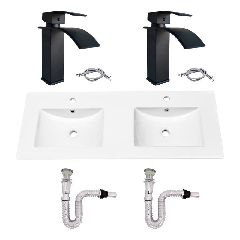 Kit Placa Doble Lavam.121*46.5cm+griferia Monoc+push Flex23