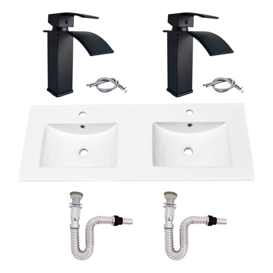 Kit Placa Doble Lavam.121*46.5cm+griferia Monoc+push Flex23