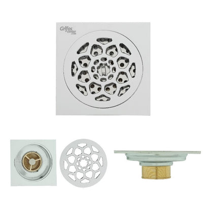 Rejilla De Piso Cuadrada 10x10cm Cromada Girasol