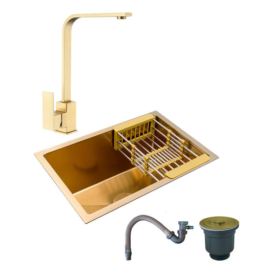 Combo Lavaplatos 51*45cm+griferia Lvp Oro L Cepillado+acc