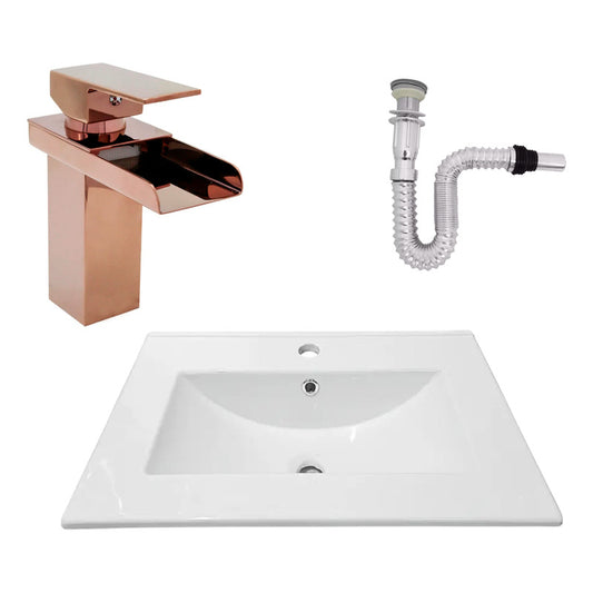 Kit Placa Lavam. 61*46.5cm+griferia Monocontrol+push Flex12
