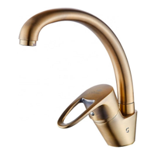 Griferia Lavaplatos Monocontrol Cuello De Ganso Bronce Claro
