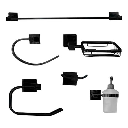 Juego De Accesorios Para Baño X6 Piezas Palace Negro Mate