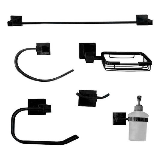 Juego De Accesorios Para Baño X6 Piezas Palace Negro Mate