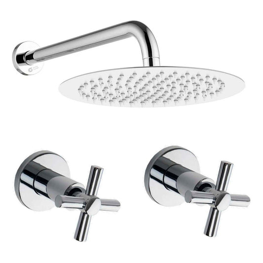 Kit Ducha 15cm Tubo + Mezclador Ducha + Manijas Timone