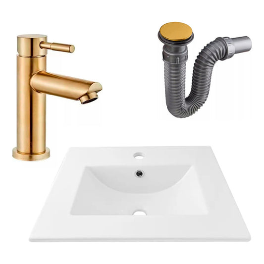 Combo Placa Lavamanos 51*40cm+griferia Monocontrol+push Oro3