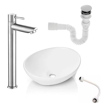 Kit Lavamanos Canoa+griferia Plateada Ag.fria+push-acople