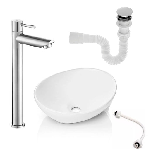 Kit Lavamanos Canoa+griferia Plateada Ag.fria+push-acople