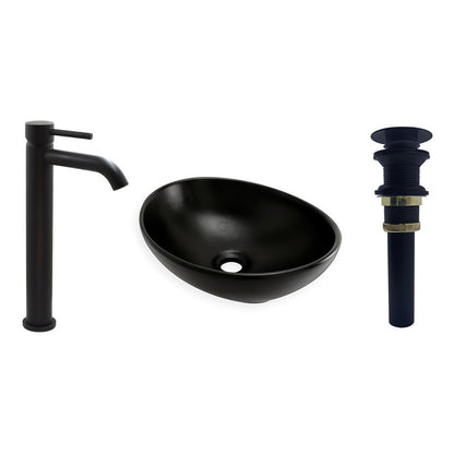 Combo De Lavamanos Negro+griferia Agua Fria+desague De Push