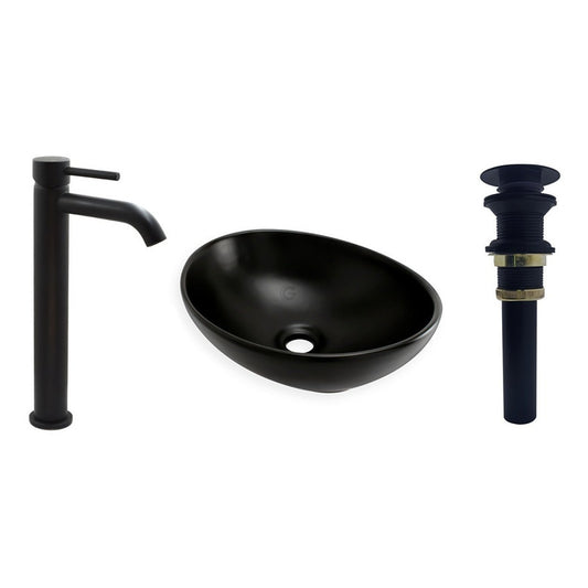 Combo De Lavamanos Negro+griferia Agua Fria+desague De Push