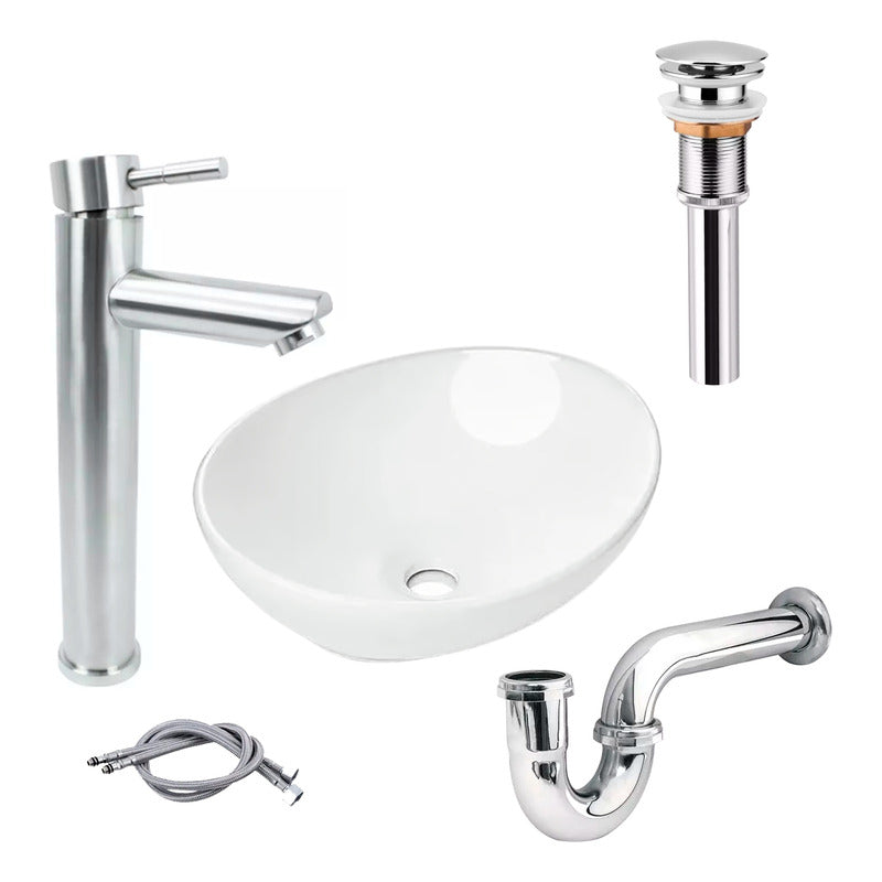 Combo Lavamanos Canoa+griferia Monocontrol+push+sifon Gf11