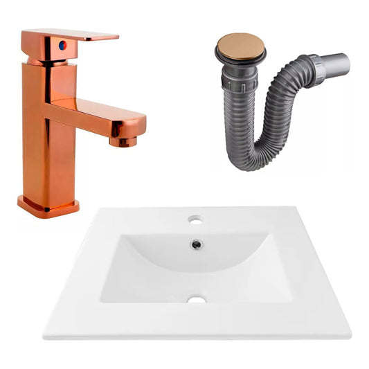 Combo Placa Lavamanos 51*40+griferia Monocontrol+push Rose1