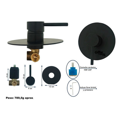 Mezclador De Ducha Monocontrol Redondo Negro