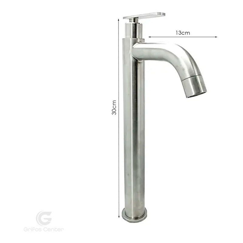 Griferia Agua Fria Alta Satinada Cuello Curvo+ Acople