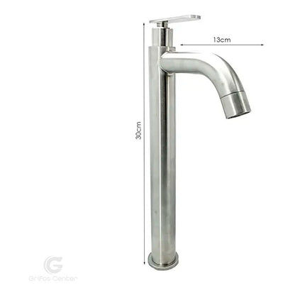 Griferia Agua Fria Alta Satinada Cuello Curvo+ Acople
