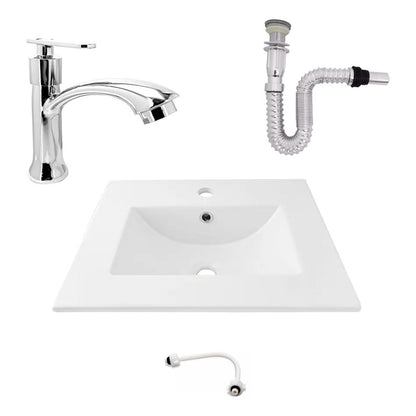 Kit Placa Lavamanos 61*40cm+griferia Agua Fria+push Flex. 16