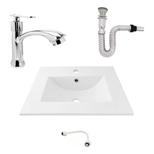 Kit Placa Lavamanos 61*40cm+griferia Agua Fria+push Flex. 16