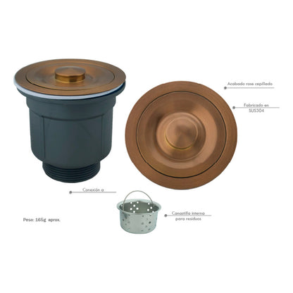 Canastilla De Lavaplatos Oro Rosa Cepillado