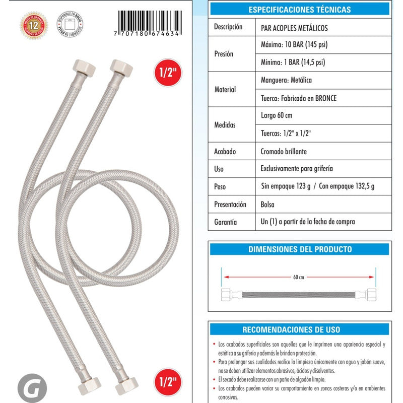 Mangueras De Acople 60cm
