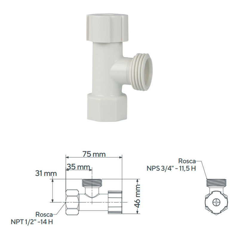 Grifo Lavadora Plastica Blanca